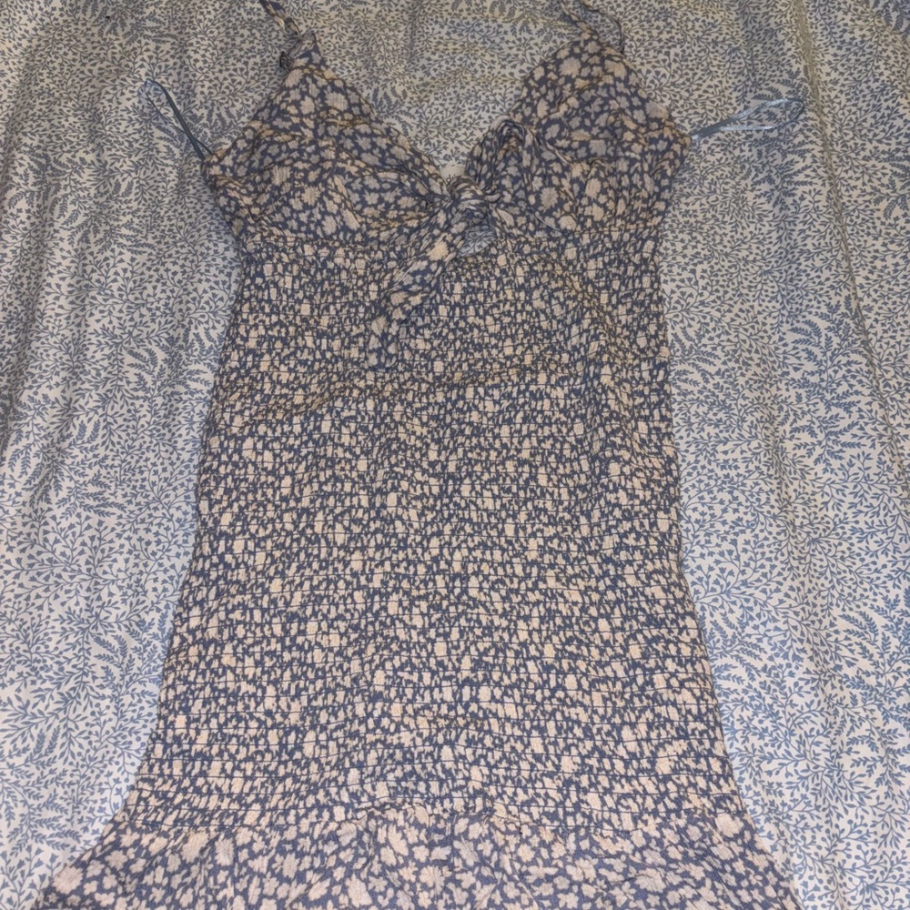 Ocean Drive Blue and Cream Midi Dress